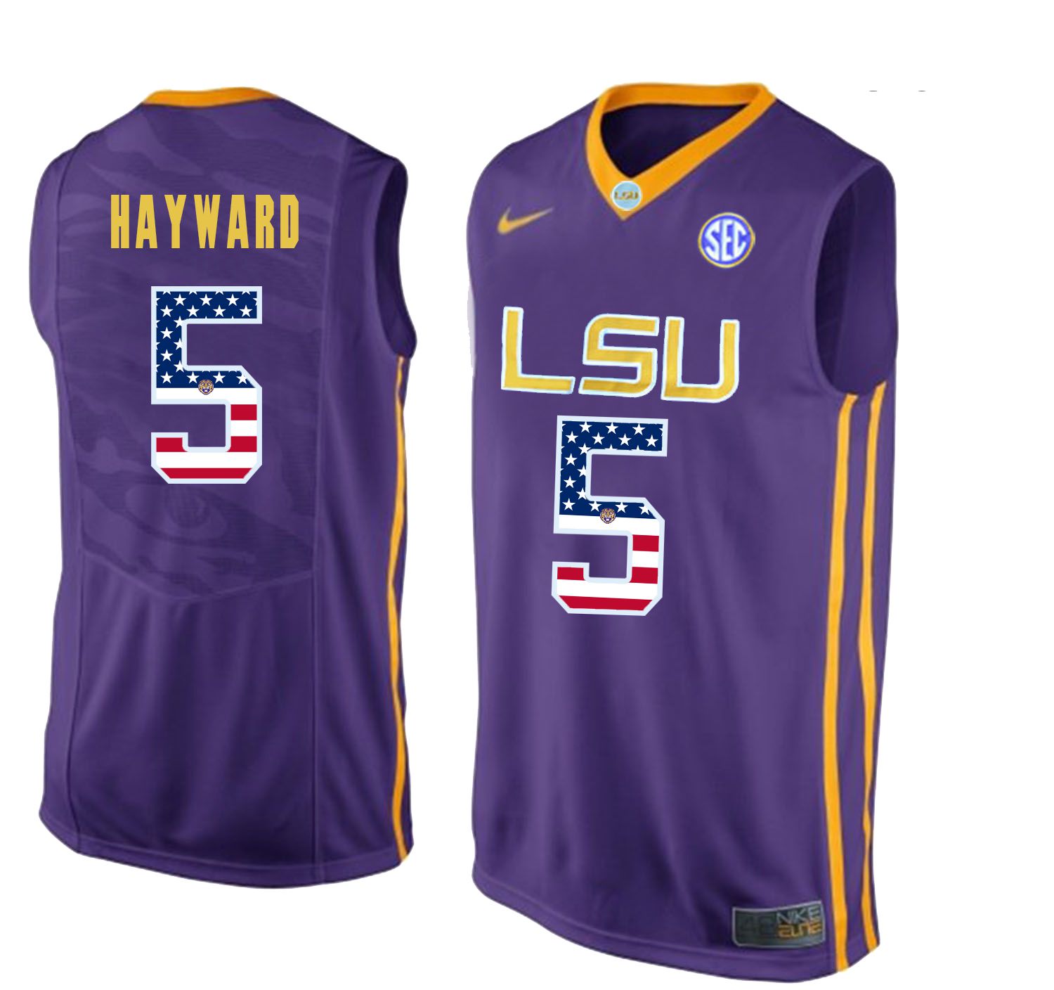 Men LSU Tigers 5 Hayward Purple Flag Customized NCAA Jerseys